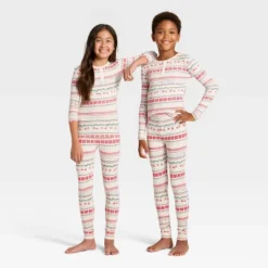 Kids' "Let It Snow" Fair Isle Cozy Knit Long Sleeve Shirt And Pants Holiday Matching Family Pajama Set - Wondershop™ Cream -Christmas Lights GUEST 008e2cd8 3dd0 40c5 b849 eafd86e901cb