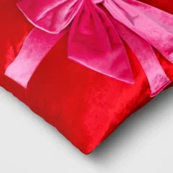 16" Christmas Red Square Pillow With Hot Pink Bow - Wondershop™ -Christmas Lights GUEST 0e278215 0c7b 4890 9e4b 9aa29c0aa50c
