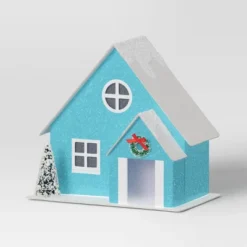 12pc Battery Operated Glittered Paper Christmas Village Set With Bottle Brush Trees And Snowmen - Wondershop™ White/Pink/Blue -Christmas Lights GUEST 0f7ca497 c6ea 48bd 88b4 94b3913c97ef