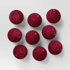 9ct 80mm Christmas Flocked Ball Ornament Set - Wondershop™ -Christmas Lights GUEST 181fadde 19aa 4c5a a47b 843273c5dce6