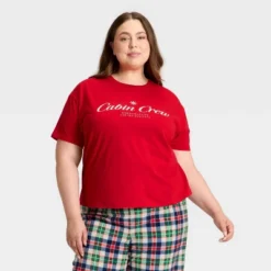 Women's "Cabin Crew" Short Sleeve Holiday Matching Family Pajama Shirt - Wondershop™ Red -Christmas Lights GUEST 1ba46f95 96f0 45df 9eb4 4d4f4d036da5