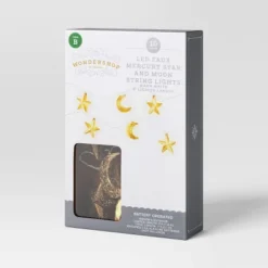 10ct LED Battery Operated Mercury Star And Moon Christmas Indoor/Outdoor Novelty String Lights Warm White With Silver Wire - Wondershop™ -Christmas Lights GUEST 1d04b2e6 cbf7 40a2 a15e 524c43829ce2