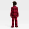 Kids' Plaid Long Sleeve Shirt And Pants Holiday Matching Family Pajama Set - Wondershop™ Red/Black