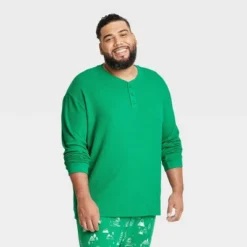 Men's Matching Family Thermal Pajama Button-Down Shirt - Wondershop™ Green -Christmas Lights GUEST 23926dd1 90de 4db2 a1d6 603cd8d9e7b4