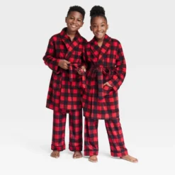 Kids' Buffalo Check Matching Family Robe - Wondershop™ Red -Christmas Lights GUEST 285a70cf 1c28 4801 bf13 be368c884d1c