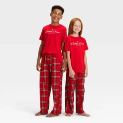 Kids' "Cabin Crew" Short Sleeve Holiday Matching Family Pajama Shirt - Wondershop™ Red -Christmas Lights GUEST 28f0e2af f72e 42f4 9932 9bfe2c724773