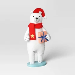23.5" Fabric Polar Bear Holding Gift Animal Statue - Wondershop™ White -Christmas Lights GUEST 293ae248 0104 41da a102 1180a73922be