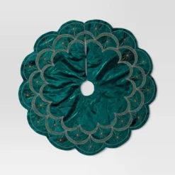 48" Christmas Dia Art Deco Embellished Soft Velvet Tree Skirt Green - Wondershop™ -Christmas Lights GUEST 29605436 719e 4524 8537 e5520d02b7ea