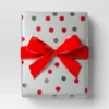 30” 25 Sq Ft Christmas Roll Wrap Red Gray Silver Dot - Wondershop™