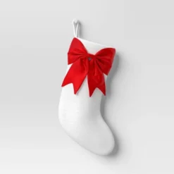 21" White Stocking With 3D Bow Decor - Wondershop™ -Christmas Lights GUEST 2e0a57a5 fba7 45de a5e2 d5a8d67f5c2e