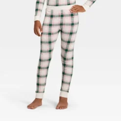 Kids' Plaid Ribbed Long Sleeve Shirt And Pants Holiday Matching Family Pajama Set - Wondershop™ Cream -Christmas Lights GUEST 2e106868 ab02 4145 a7ec fcbf94754562