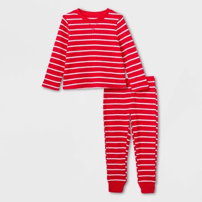 Toddler Striped Matching Family Thermal Pajama Set - Wondershop™ Red 1 Toddler Striped Matching Family Thermal Pajama Set - Wondershop™ Red