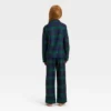 Kids' Plaid Long Sleeve Shirt And Pants Holiday Matching Family Pajama Set - Wondershop™ Navy Blue