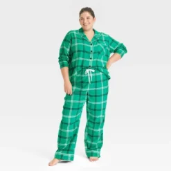 Women's Plaid Flannel Matching Family Pajama Set - Wondershop™ Green -Christmas Lights GUEST 33d2de61 b21c 4ae5 91bc b88b4c44338d