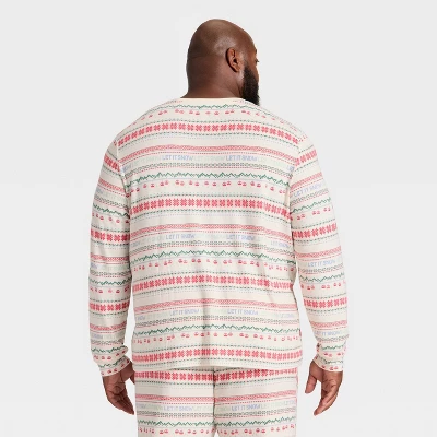 Men's "Let It Snow" Fair Isle Cozy Knit Long Sleeve Henley Holiday Matching Family Pajama Shirt - Wondershop™ Cream 1 Men's "Let It Snow" Fair Isle Cozy Knit Long Sleeve Henley Holiday Matching Family Pajama Shirt - Wondershop™ Cream