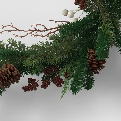6' Mixed Greenery With Pinecones & White Berries Artificial Christmas Garland Green - Wondershop™ 2 6' Mixed Greenery With Pinecones & White Berries Artificial Christmas Garland Green - Wondershop™ - Image 2