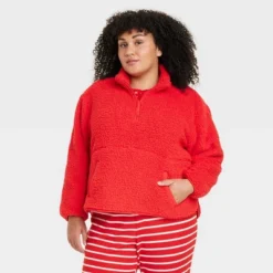 Women's Faux Shearling Matching Family Half Zip Pullover - Wondershop™ Red -Christmas Lights GUEST 361f6692 e949 4785 88d7 e01c6d6c7bed