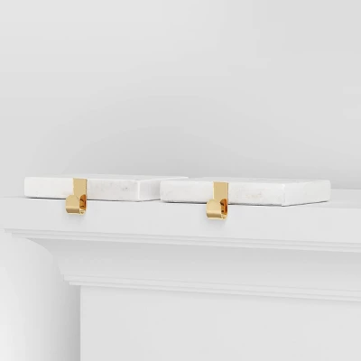 2pk Marble Christmas Stocking Holder White/Gold - Wondershop™ 2 2pk Marble Christmas Stocking Holder White/Gold - Wondershop™ - Image 2