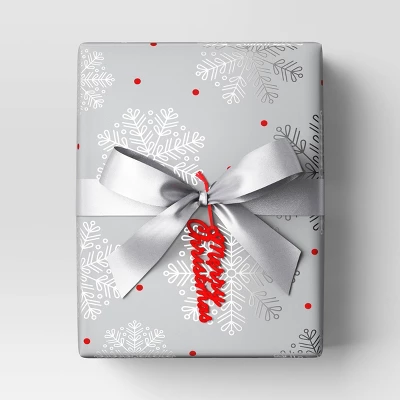 30” 20 Sq Ft Christmas Roll Wrap Silver Snowflake On Grey - Wondershop™ 1 30” 20 Sq Ft Christmas Roll Wrap Silver Snowflake On Grey - Wondershop™