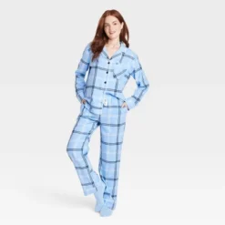 Women's Plaid Flannel Matching Family Pajama Set - Wondershop™ Blue -Christmas Lights GUEST 402541ba bf26 4337 9c6c c93207c6a3ca