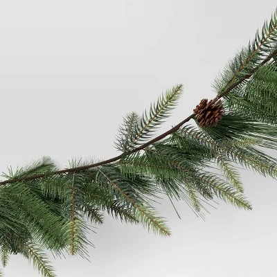6' Christmas Unlit Icy Glitter Mixed Green With Pinecones Garland - Wondershop™ 2 6' Christmas Unlit Icy Glitter Mixed Green With Pinecones Garland - Wondershop™ - Image 2