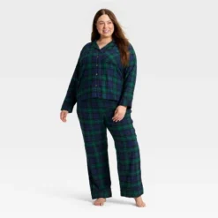 Women's Plaid Flannel Long Sleeve Shirt And Pants Holiday Matching Family Pajama Set - Wondershop™ Navy Blue -Christmas Lights GUEST 461cf299 f9d7 43b2 9e71 de216c6079d3