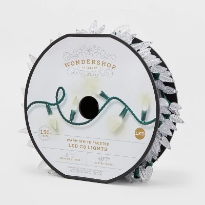 150ct LED C6 Faceted Christmas String Lights Warm White With Green Wire - Wondershop™ 3 150ct LED C6 Faceted Christmas String Lights Warm White With Green Wire - Wondershop™ - Image 3