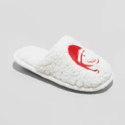 Kid's Holiday Santa Happy Face Scuff Slippers - Wondershop™ Cream -Christmas Lights GUEST 4e9e1014 9fc2 4b8c 829c 3c6016cef287