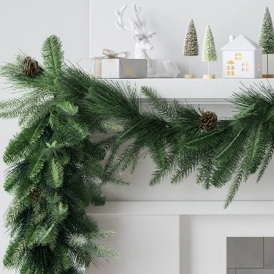 6' Christmas Unlit Icy Glitter Mixed Green With Pinecones Garland - Wondershop™ 1 6' Christmas Unlit Icy Glitter Mixed Green With Pinecones Garland - Wondershop™