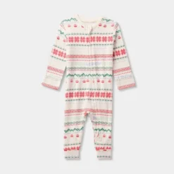 Baby "Let It Snow" Fair Isle Cozy Knit Holiday Matching Family Pajama Union Suit - Wondershop™ Cream -Christmas Lights GUEST 57a16be1 7af6 4dd7 bc33 acd030cdb0db