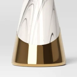 12" Marbled Ceramic Cone Christmas Tree Figurine With Gold Accent - Wondershop™ Black/White -Christmas Lights GUEST 59fa308d c324 480c 8578 125a51222e36