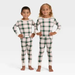 Toddler Plaid Ribbed Long Sleeve Shirt And Pants Holiday Matching Family Pajama Set - Wondershop™ Cream -Christmas Lights GUEST 5b81001d e40a 4ab8 908e c86bb92cc554