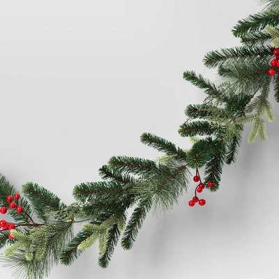 6' Mixed Greenery With Berries Christmas Artificial Garland - Wondershop™ 2 6' Mixed Greenery With Berries Christmas Artificial Garland - Wondershop™ - Image 2