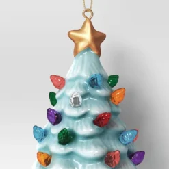 4" Christmas Lit Ceramic Retro Christmas Tree Ornament Blue - Wondershop™ -Christmas Lights GUEST 5ffdc2e7 86ce 419e b8b8 2ca08c337466