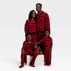 Women's Plaid Microfleece Holiday Matching Family Pajama Pants - Wondershop™ Red/Black -Christmas Lights GUEST 65681f04 b1ff 4eae 861d 21709c8e84b8 3