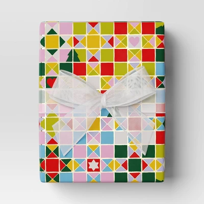 25 Sq Ft Christmas Humble Cheer Premium Red White Icon Stars Plaid - Wondershop™ 1 25 Sq Ft Christmas Humble Cheer Premium Red White Icon Stars Plaid - Wondershop™