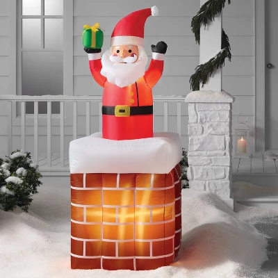6' LED Animated Santa In Chimney Christmas Inflatable Decoration Red - Wondershop™: Festive Yard Display, Easy Setup 1 6' LED Animated Santa In Chimney Christmas Inflatable Decoration Red - Wondershop™: Festive Yard Display, Easy Setup
