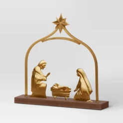 3pc Metal Christmas Nativity Scene Figurine Set - Wondershop™ Gold -Christmas Lights GUEST 6f71a657 af48 4636 9ecb 15d0d7e15980