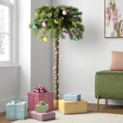 4' Pre-Lit Palm Artificial Christmas Tree With Clear Lights - Wondershop™