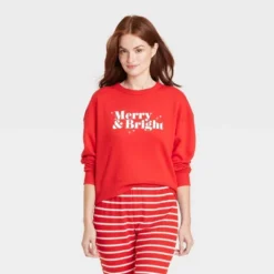 Women's Merry & Bright Matching Family Sweatshirt - Wondershop™ Red -Christmas Lights GUEST 793eeabd 5d19 4907 aeb7 963f38ff63c8