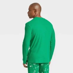 Men's Matching Family Thermal Pajama Button-Down Shirt - Wondershop™ Green
