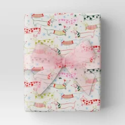 30” 20 Sq Ft Christmas Roll Wrap Dachshunds In Sweaters And Scarves - Wondershop™