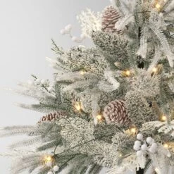 28" Pre-Lit Christmas Mixed Artificial Flocked Greenery With Ground Stake - Wondershop™ -Christmas Lights GUEST 9119ced2 8611 4ed5 abcf d10acb360bd8