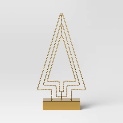 16.25" Battery Operated Lit Wire Christmas Tree Sculpture - Wondershop™ Gold 2 16.25" Battery Operated Lit Wire Christmas Tree Sculpture - Wondershop™ Gold - Image 2