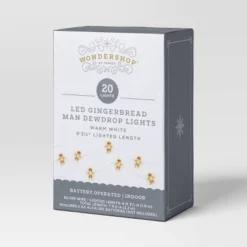 20ct LED Battery Operated Christmas Gingerbread Man Dew Drop Lights Warm White With Silver Wire - Wondershop™ -Christmas Lights GUEST 91616025 64c9 4452 a500 67181dab46f0