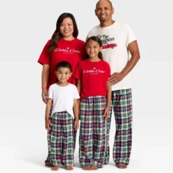 Kids' Plaid Microfleece Holiday Matching Family Pajama Pants - Wondershop™ Cream -Christmas Lights GUEST 98a69882 606c 4d3a 8a3e a9737ccc9a8e 4