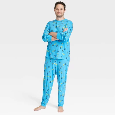 Men's Hanukkah Matching Family Pajama Set - Blue 3 Men's Hanukkah Matching Family Pajama Set - Blue - Image 3