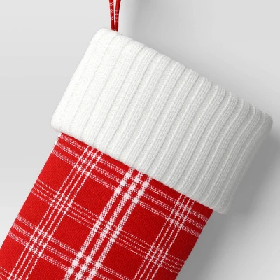 20" Christmas Plaid Stocking With Cuff Red Base - Wondershop™ 2 20" Christmas Plaid Stocking With Cuff Red Base - Wondershop™ - Image 2