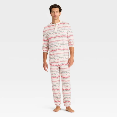Men's "Let It Snow" Fair Isle Cozy Knit Long Sleeve Henley Holiday Matching Family Pajama Shirt - Wondershop™ Cream 2 Men's "Let It Snow" Fair Isle Cozy Knit Long Sleeve Henley Holiday Matching Family Pajama Shirt - Wondershop™ Cream - Image 2