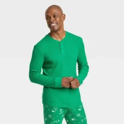 Men's Matching Family Thermal Pajama Button-Down Shirt - Wondershop™ Green -Christmas Lights GUEST 9fccb9b1 6d46 4fa8 a3e6 bdcce0fac71c